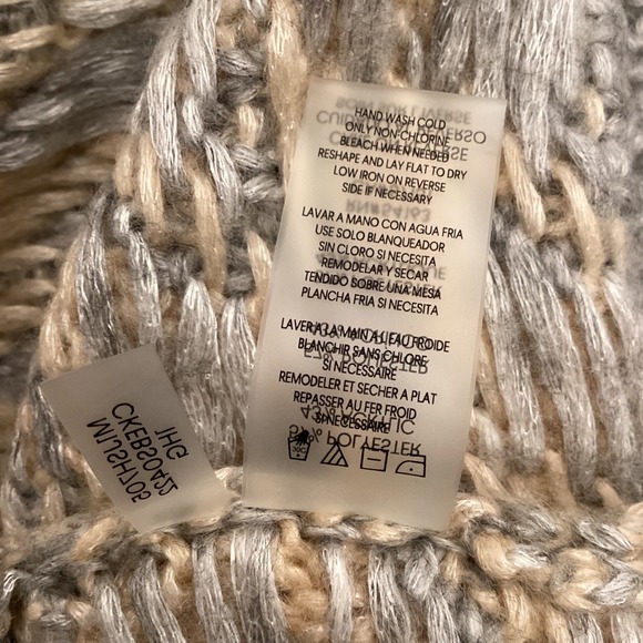 Calvin Klein Women Knit Sweater Crew Neck Long Sleeve Beige Gray L - Picture 8 of 8